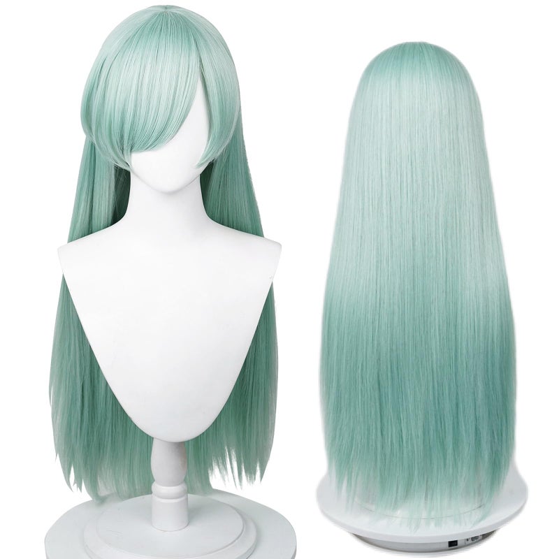 Aicos Alacos Long Green Anime Costumes Halloween Wig for the Seven Deadly Sins Elizabeth Liones +Cap - Image 1